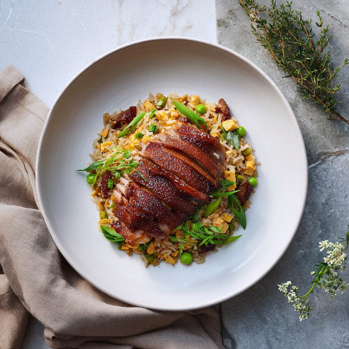 easyChef Pro Crispy Duck and Char Siu Fried Rice with Scallion Infusion