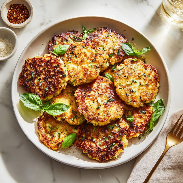 easyChef Pro Crispy Parmesan Zucchini Fritters with Fresh Basil
