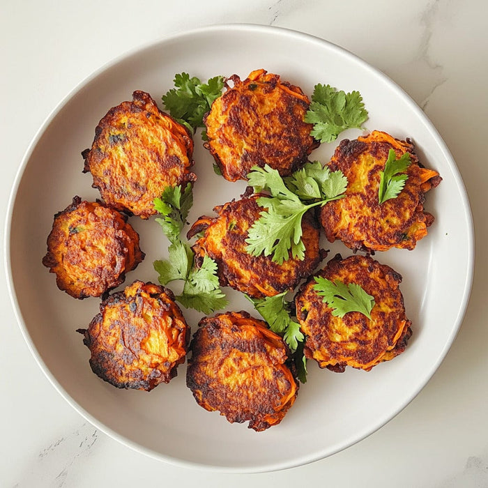 easyChef Pro Crispy Spiced Carrot Fritters with Garlic Herb Coating