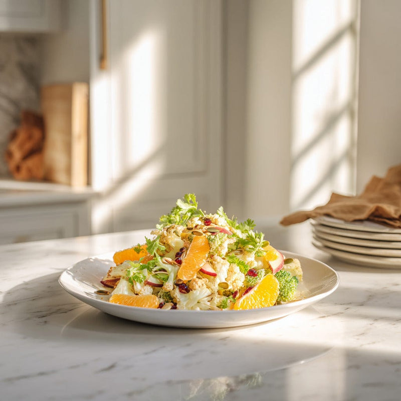 easyChef Pro Crunchy Broccoli-Cauliflower Salad with Mandarin Oranges