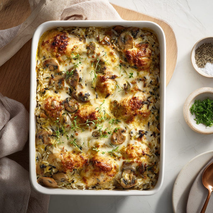 easyChef Pro Curried Chicken and Wild Rice Bake with Mushroom Sauce