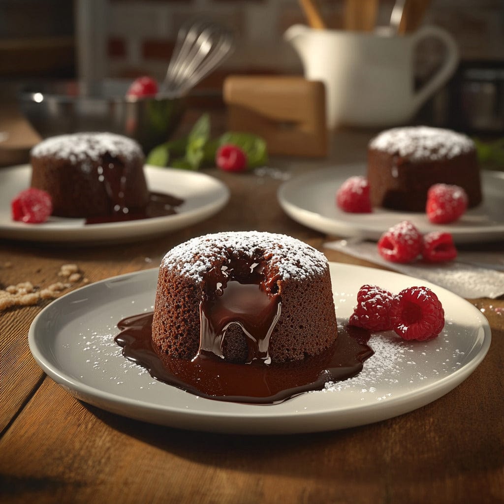 easyChef Pro Decadent Molten Chocolate Cakes with Raspberry Bliss