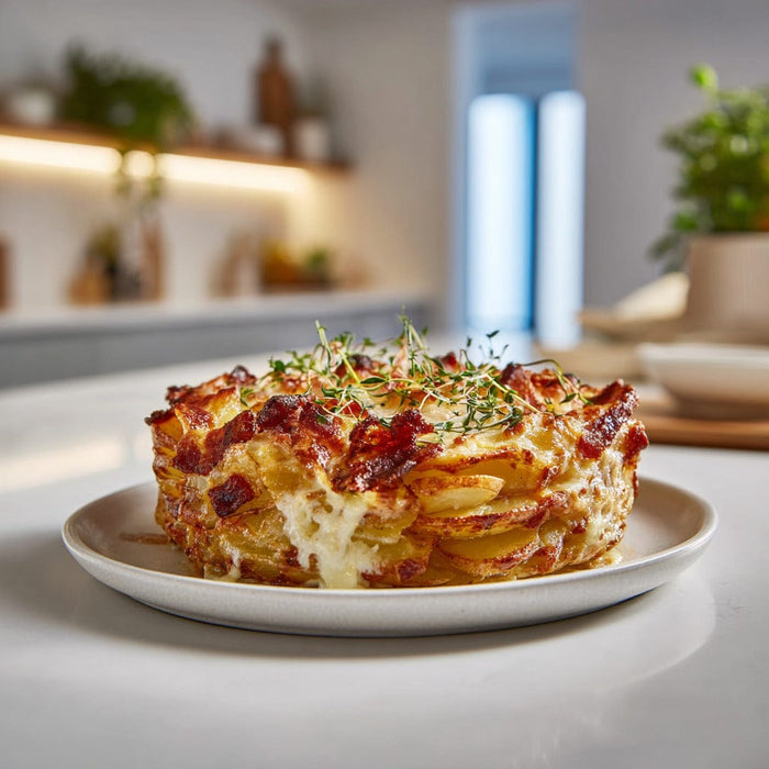 easyChef Pro Decadent Reblochon Potato Bake with Crispy Bacon