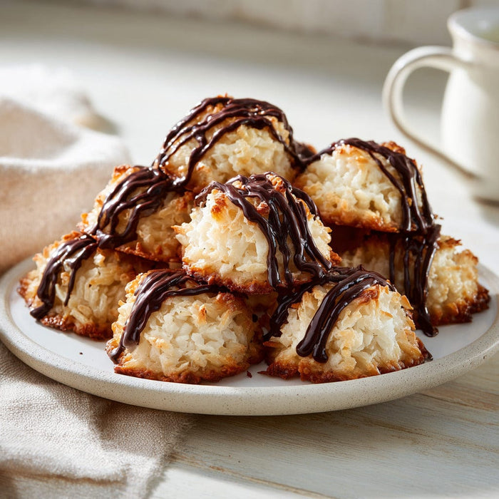 easyChef Pro Decadent Vanilla Coconut Macaroons with Chocolate Drizzle