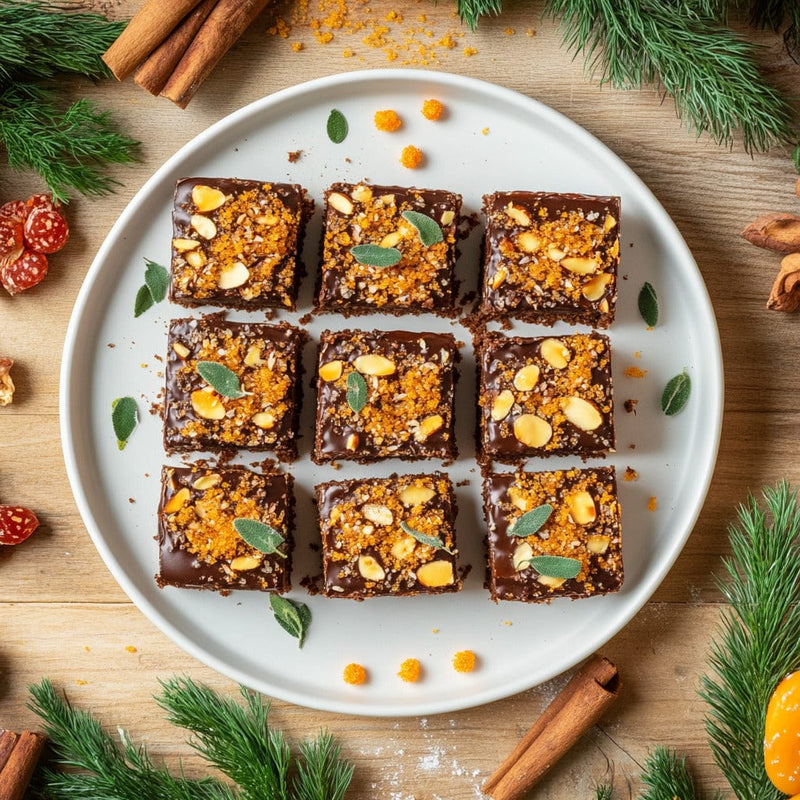 easyChef Pro Festive Spiced Chocolate Almond Lebkuchen Bars with Orange Frosting