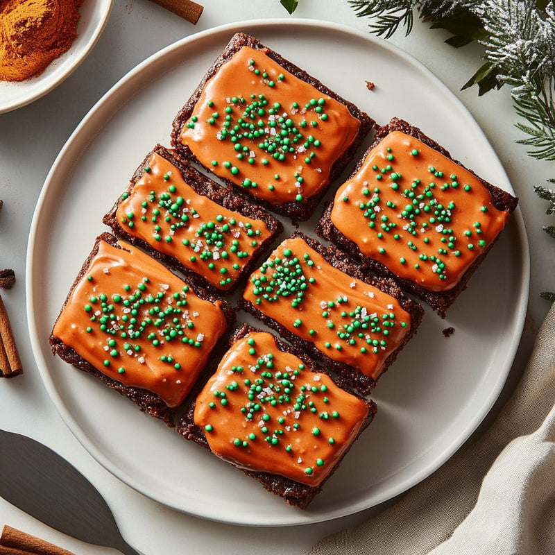 easyChef Pro Festive Spiced Chocolate Almond Lebkuchen Bars with Orange Frosting