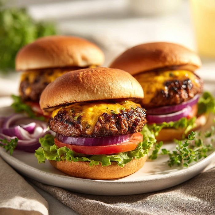 easyChef Pro Fiery Green Chile Beef Burgers with Monterey Jack Cheese
