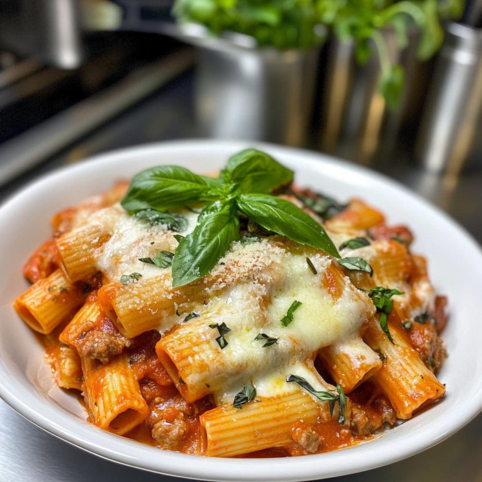 easyChef Pro Fiery Italian Sausage Rigatoni Bake with Fennel and Cheese
