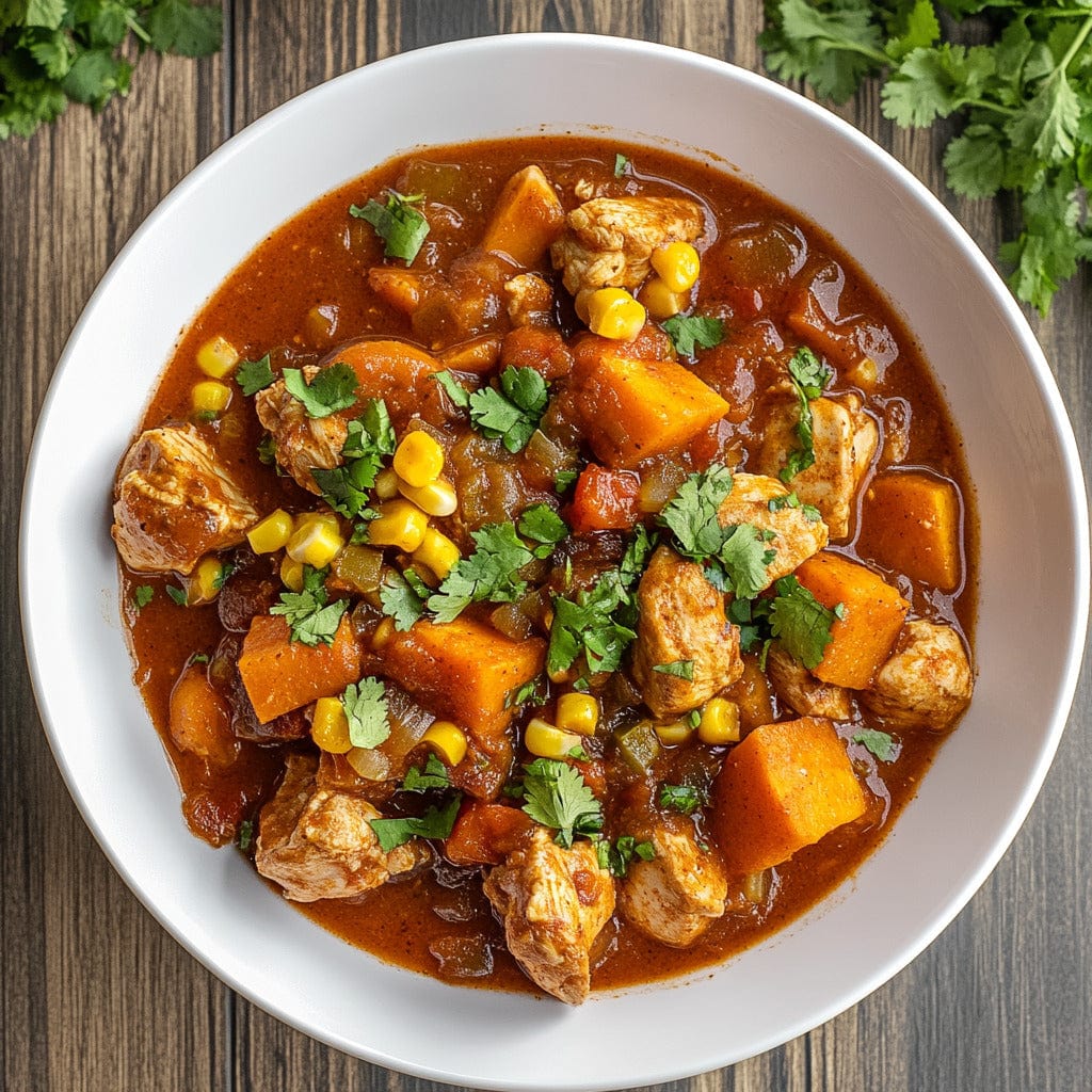 easyChef Pro Fiery Moroccan Chicken Stew with Sweet Potatoes and Corn