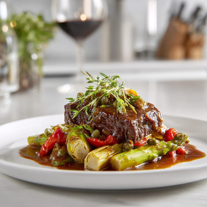 easyChef Pro Flavor-Packed Braised Skirt Steak with Artichokes and Roasted Peppers