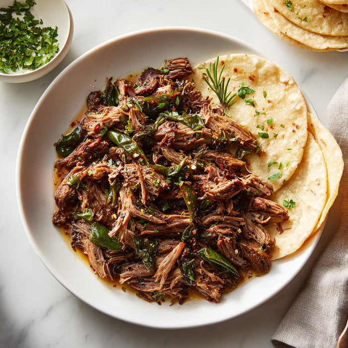 easyChef Pro Flavorful Beef Carnitas with Green Chiles
