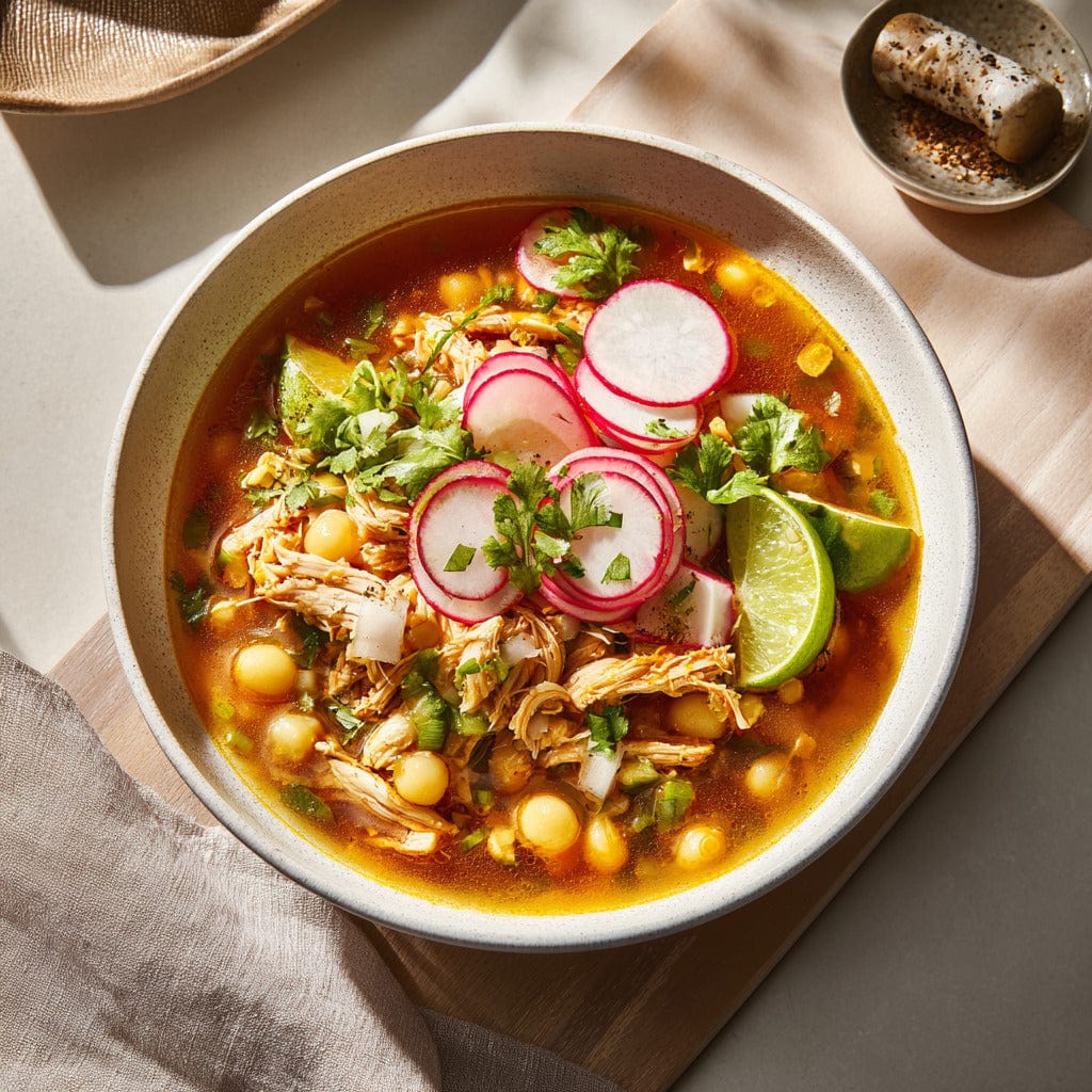 easyChef Pro Flavorful Chicken Pozole with Hominy and Fresh Herbs