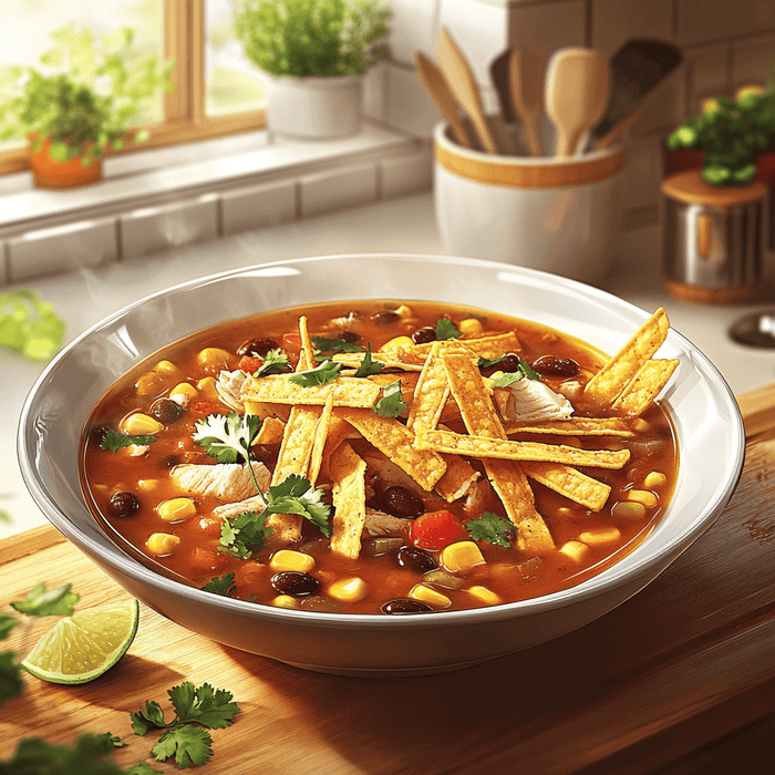 easyChef Pro Flavorful Chicken Tortilla Soup with Black Beans and Corn