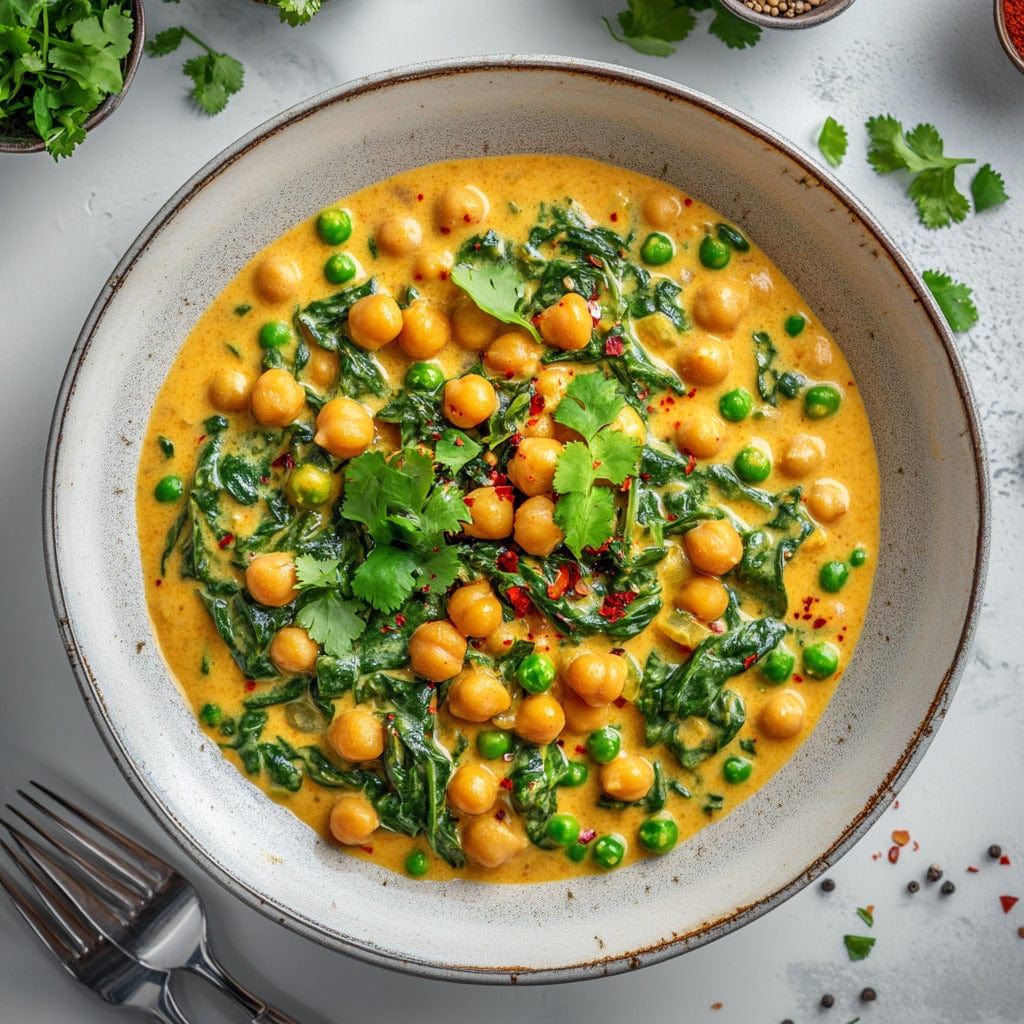 easyChef Pro Flavorful Chickpea and Spinach Curry with Peas