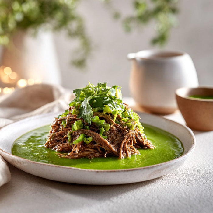 easyChef Pro Flavorful Slow-Cooked Machaca with Green Enchilada Sauce