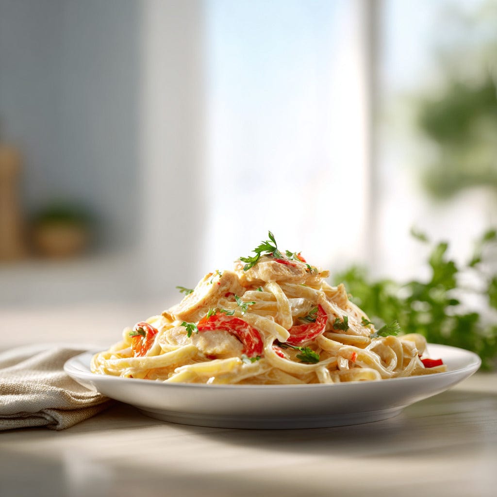 easyChef Pro Garlic Chicken Linguine with Roasted Red Peppers