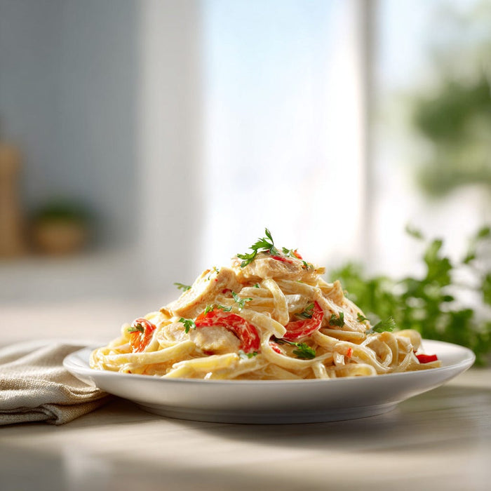 easyChef Pro Garlic Chicken Linguine with Roasted Red Peppers