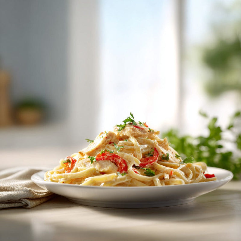 easyChef Pro Garlic Chicken Linguine with Roasted Red Peppers