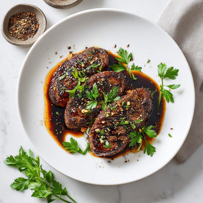 easyChef Pro Garlic-Infused Rib-Eye Steaks with Balsamic Marinade