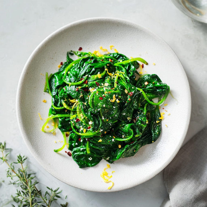 easyChef Pro Garlic Parmesan Sautéed Spinach with a Zesty Twist