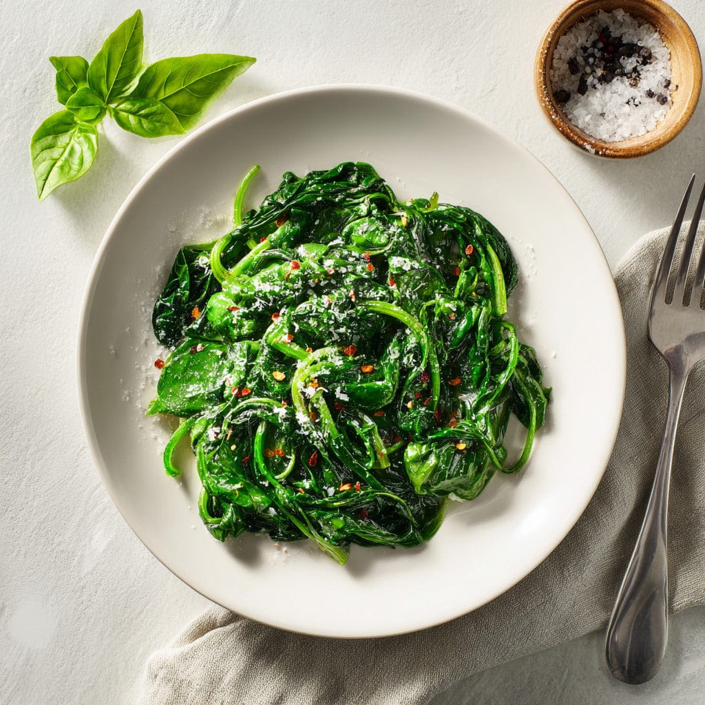 easyChef Pro Garlic Parmesan Spinach Sauté with a Kick