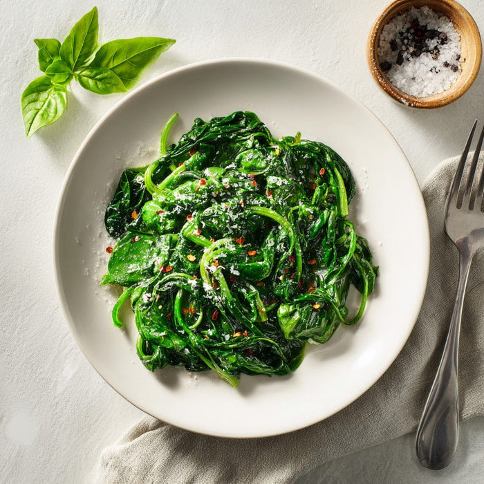 easyChef Pro Garlic Parmesan Spinach Sauté with a Kick