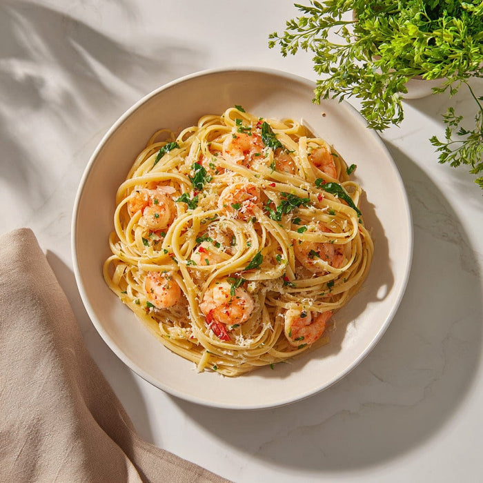 easyChef Pro Garlic Shrimp Linguine with White Wine and Parmesan
