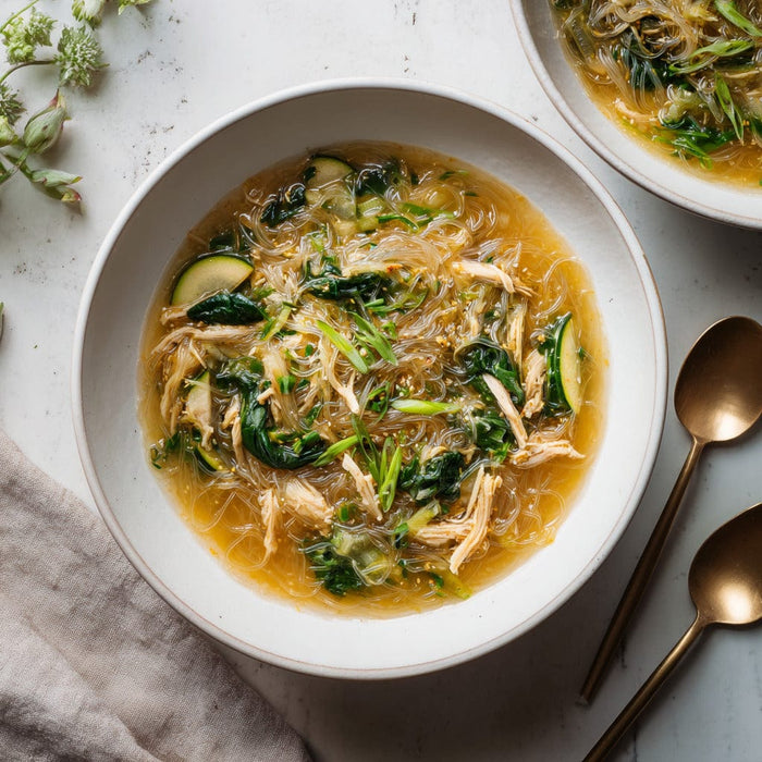 easyChef Pro Ginger Garlic Chicken Spinach Soup with Cellophane Noodles
