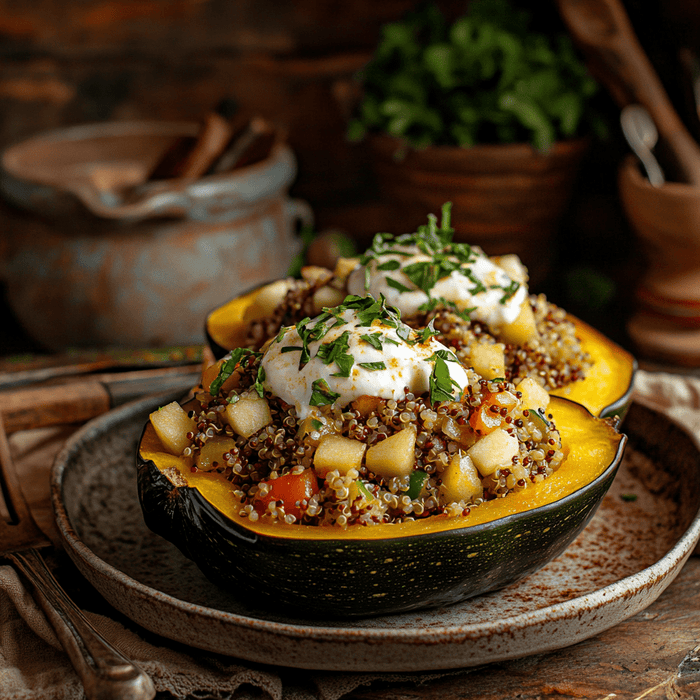 easyChef Pro Ginger-Infused Quinoa-Stuffed Acorn Squash