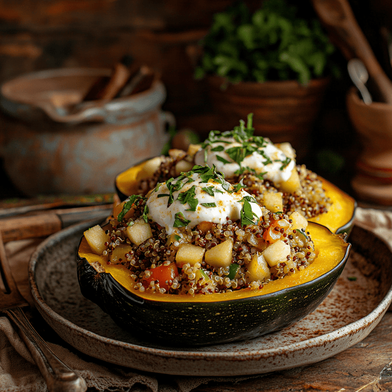 easyChef Pro Ginger-Infused Quinoa-Stuffed Acorn Squash