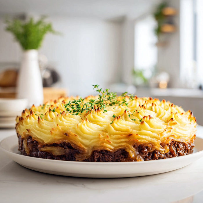 easyChef Pro Gourmet Roast Beef Shepherd's Pie with Caramelized Onions and Cheddar Mash