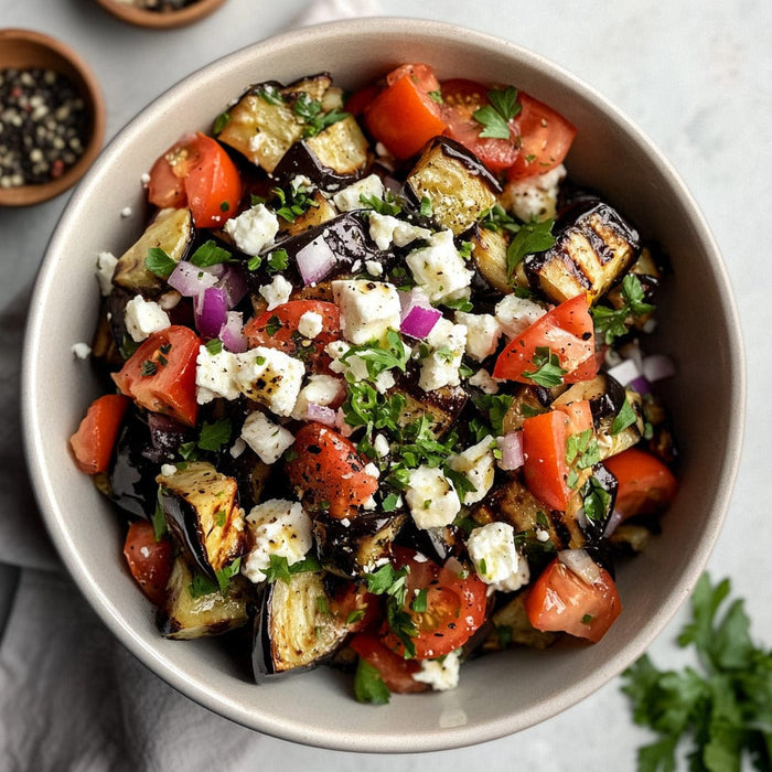 easyChef Pro Grilled Eggplant Feta Salad with Fresh Herbs