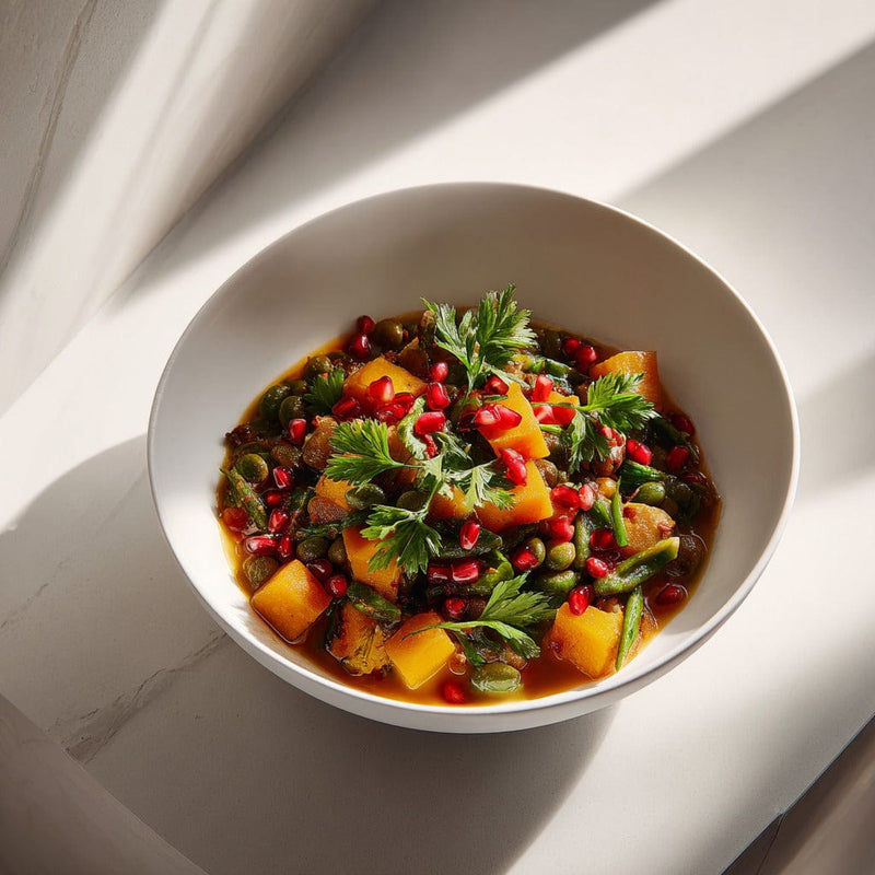 easyChef Pro Harissa-Infused Fava Bean and Butternut Squash Stew