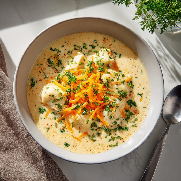 easyChef Pro Hearty Alaskan Halibut Chowder with Cheddar and Carrot