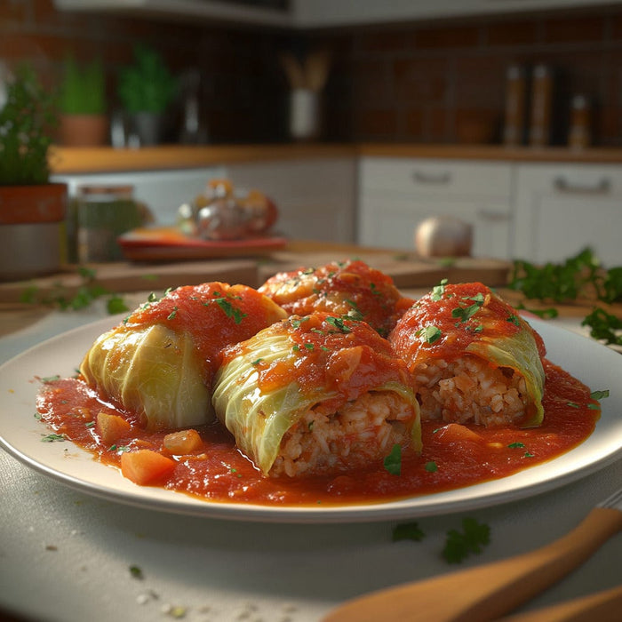 easyChef Pro Hearty Beef and Rice Cabbage Rolls in Tomato Sauce