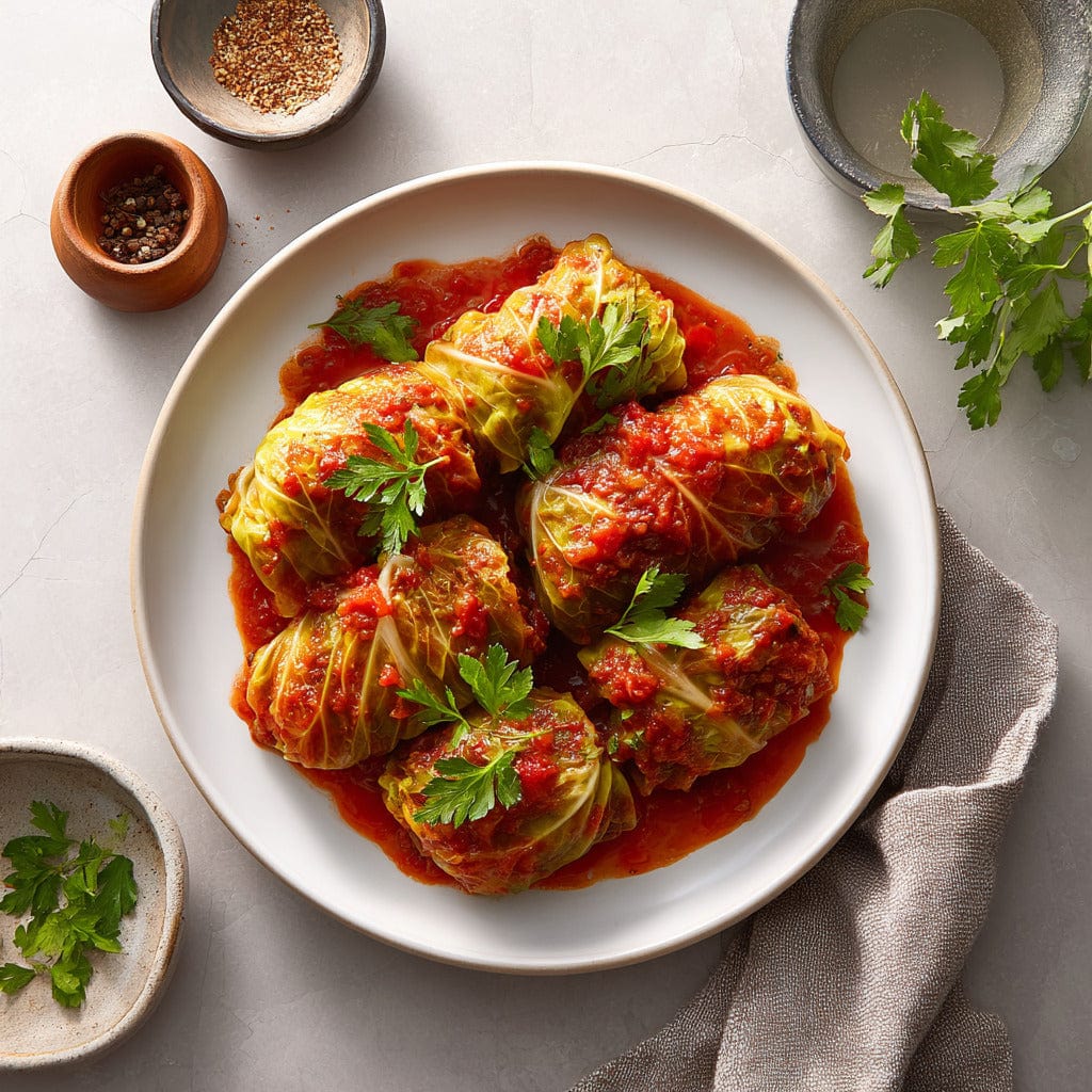 easyChef Pro Hearty Beef and Rice Cabbage Rolls with Tangy Tomato Sauce