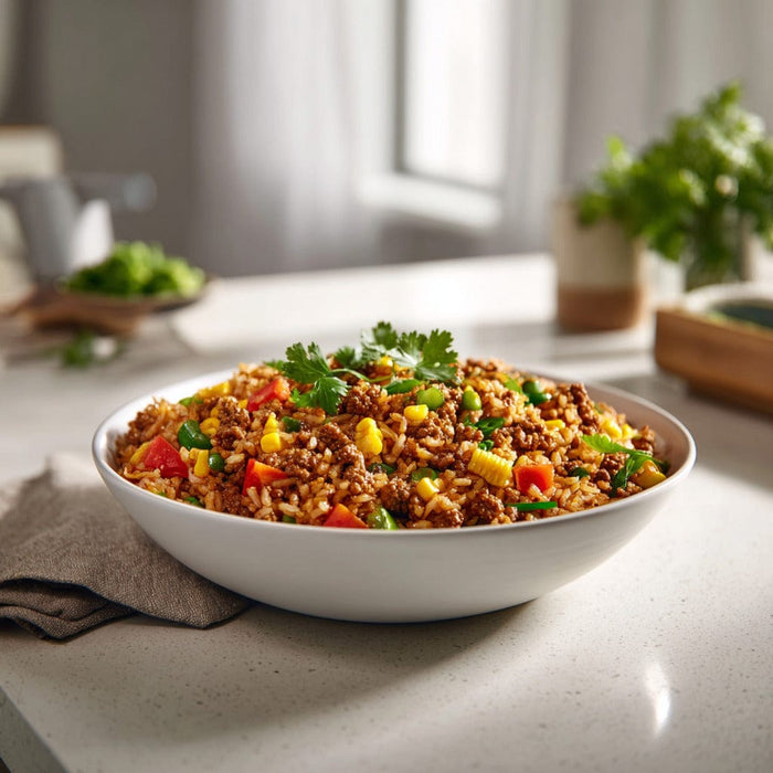 easyChef Pro Hearty Beefy Spanish Rice with Sautéed Vegetables