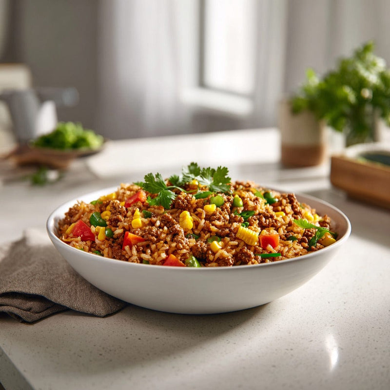 easyChef Pro Hearty Beefy Spanish Rice with Sautéed Vegetables