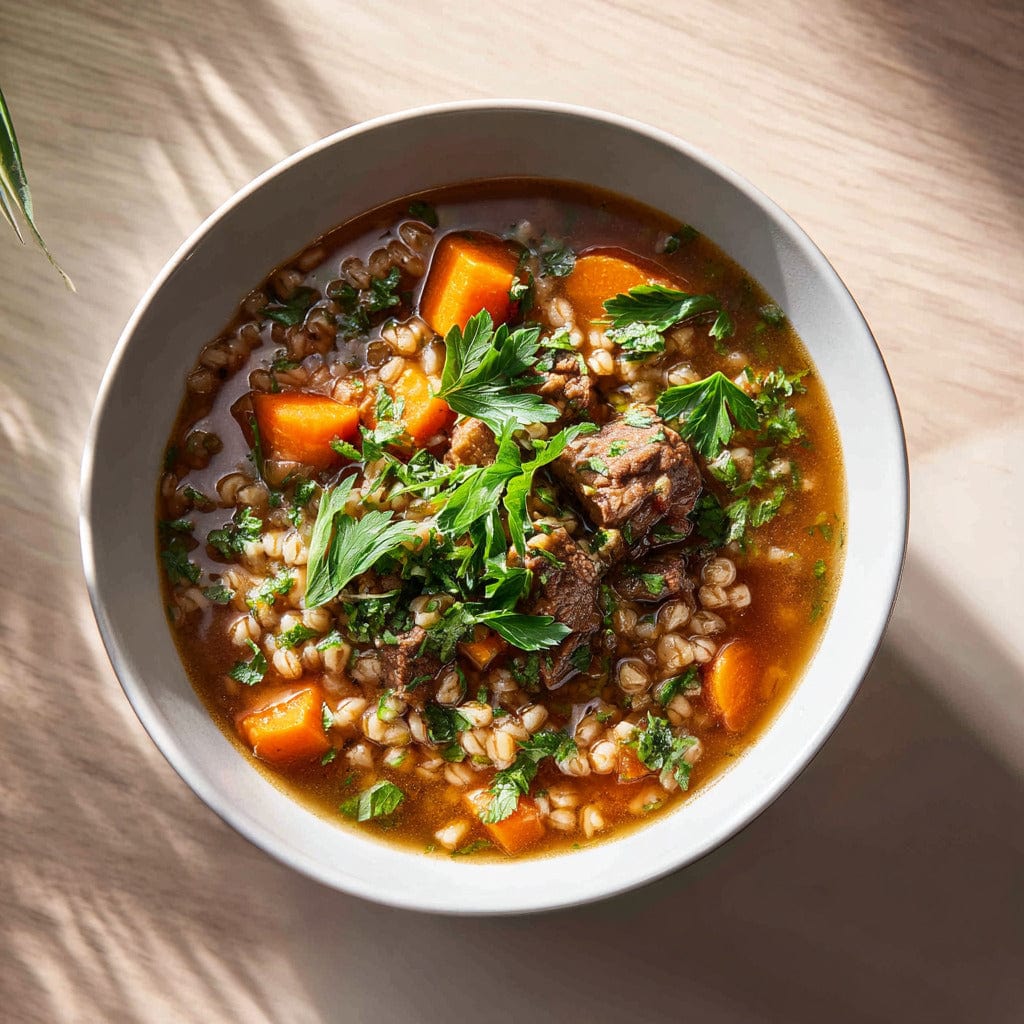 easyChef Pro Hearty Herb-Infused Beef Barley Slow Cooker Soup