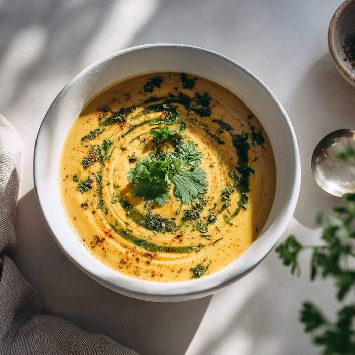 easyChef Pro Hearty Lentil and Broccoli Curry Soup with Potato Purée