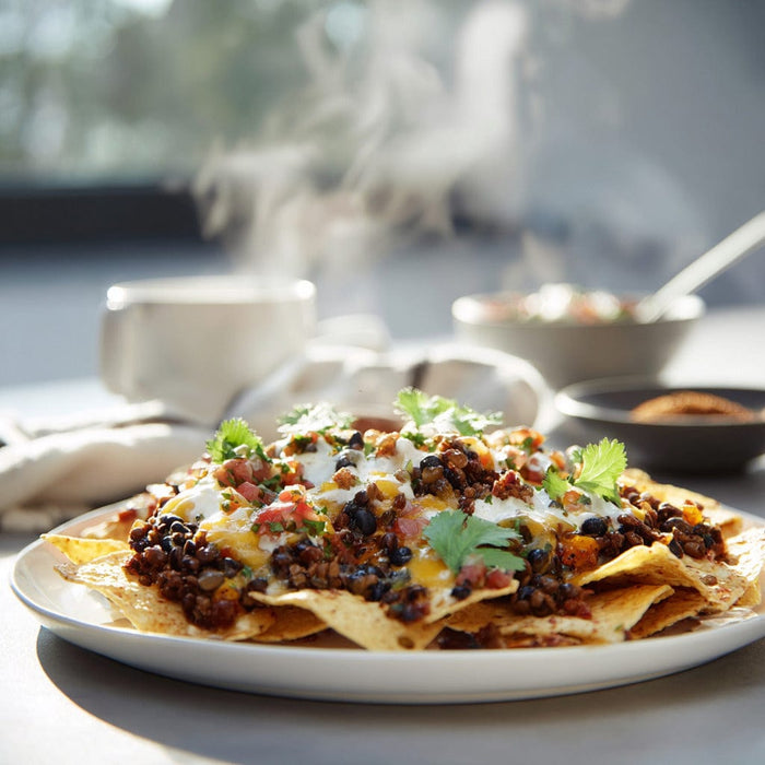 easyChef Pro Hearty Lentil Nachos with Spiced Black Beans and Monterey Jack