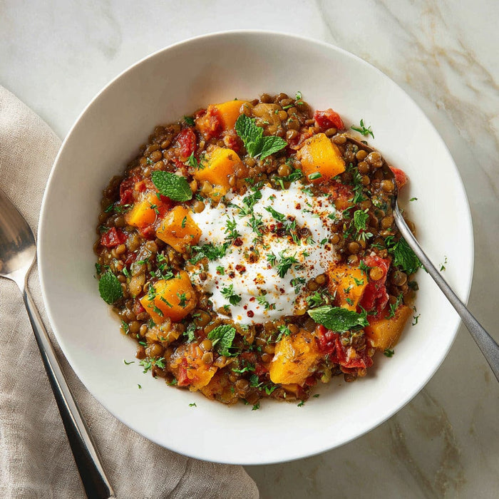 easyChef Pro Hearty Moroccan Lentil and Chickpea Stew with Butternut Squash