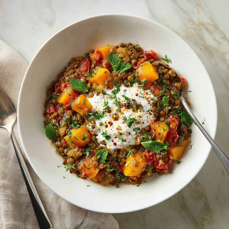 easyChef Pro Hearty Moroccan Lentil and Chickpea Stew with Butternut Squash
