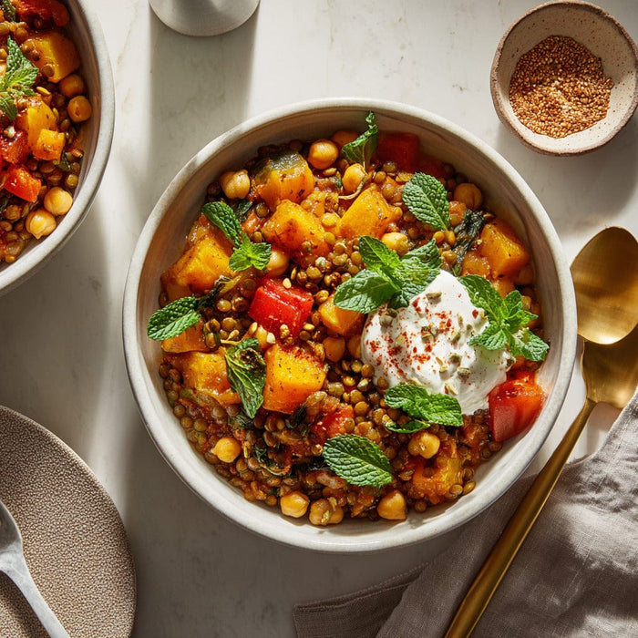 easyChef Pro Hearty Moroccan Lentil and Chickpea Stew with Butternut Squash