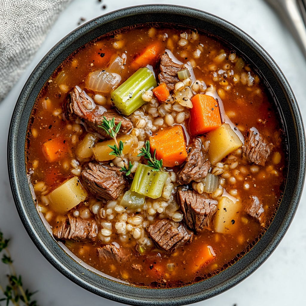 easyChef Pro Hearty Red Wine Beef and Barley Soup