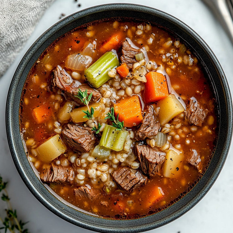 easyChef Pro Hearty Red Wine Beef and Barley Soup