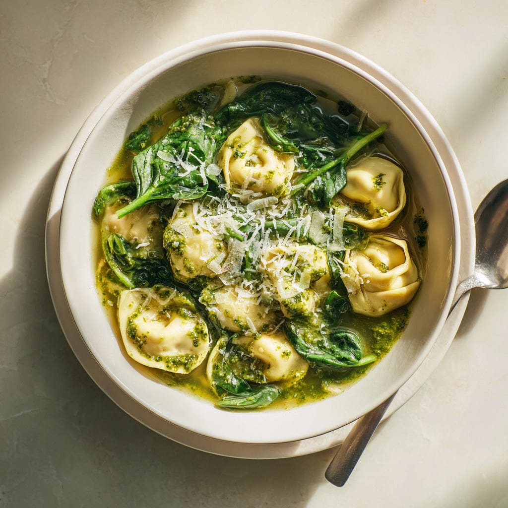 easyChef Pro Hearty Spinach Tortellini Soup with Basil and Garlic