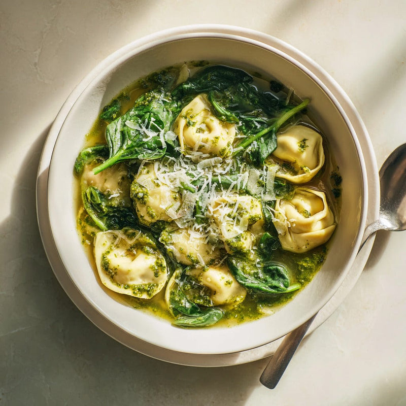 easyChef Pro Hearty Spinach Tortellini Soup with Basil and Garlic