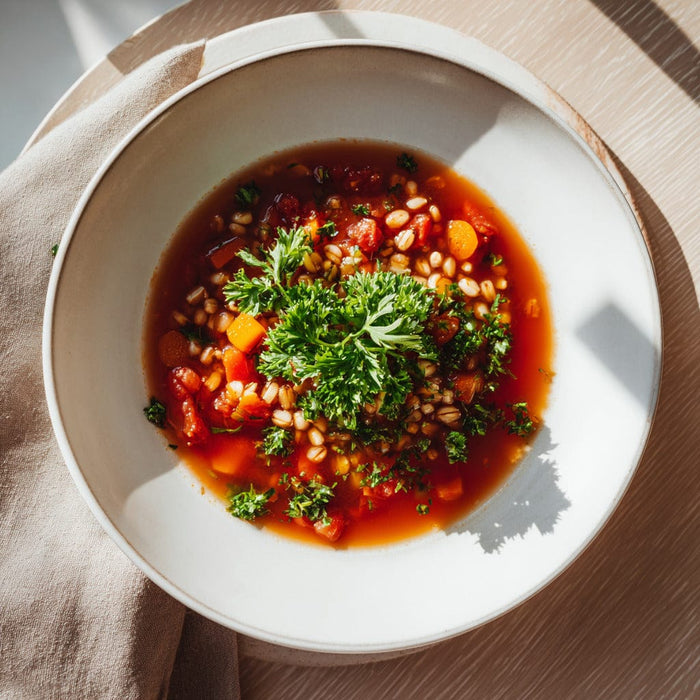 easyChef Pro Hearty Tomato Barley Soup with Fresh Herbs