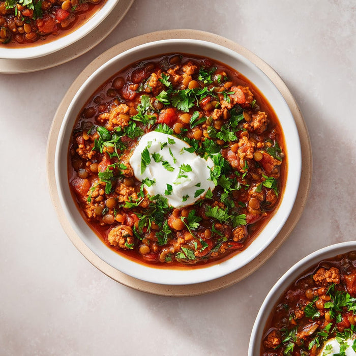 easyChef Pro Hearty Turkey and Lentil Chili with Fresh Herbs